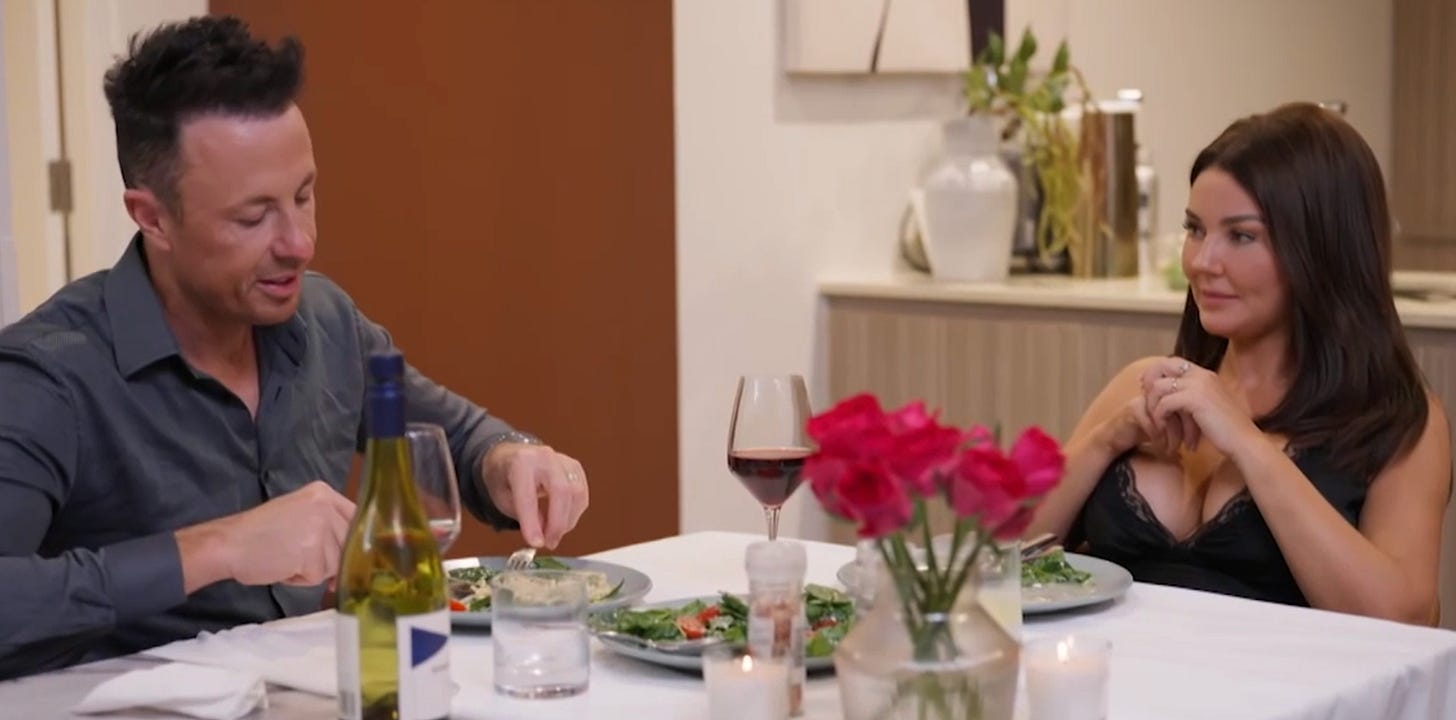 Clint and Lauren at their own MAFS Dinner Party.