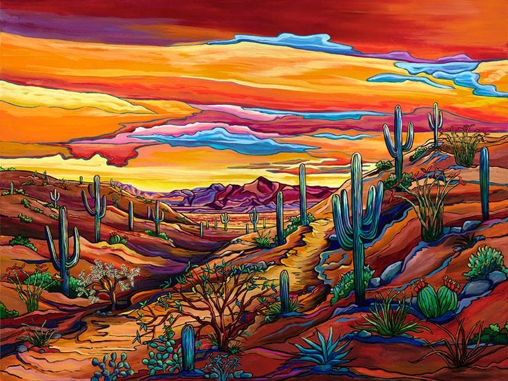 Landscape | Southwest art paintings, Colorful landscape paintings, Mexican art  painting