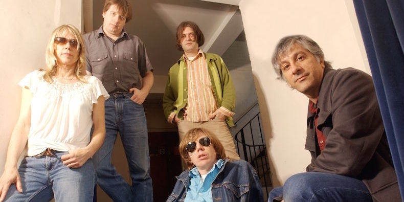 Image may contain Pants Clothing Apparel Human Person Jeans Denim Lee Ranaldo Sunglasses Accessories and Accessory