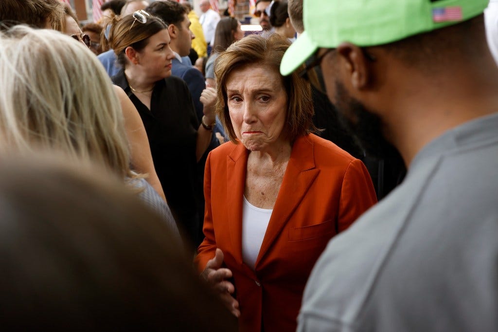 Former Speaker of the House Nancy Pelosi (D-CA) arrives as supporters wait to hear Democratic presidential nominee, U.S. Vice President Kamala Harris concede the election, at Howard University on November 06, 2024 in Washington, DC.