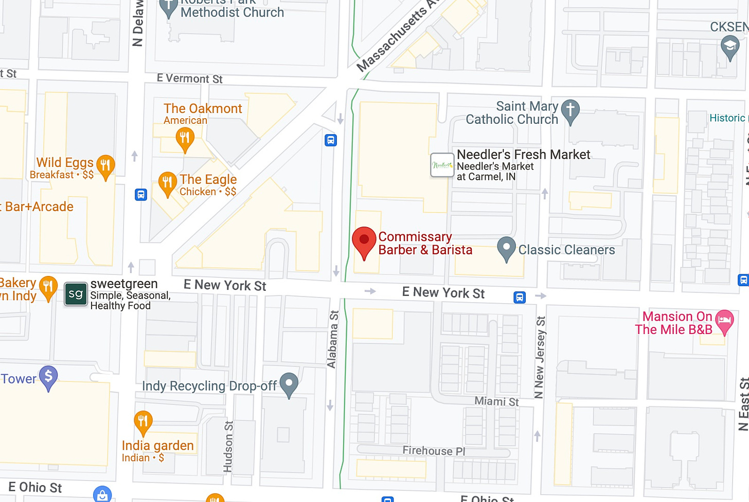 Map of Commissary Barber & Barista