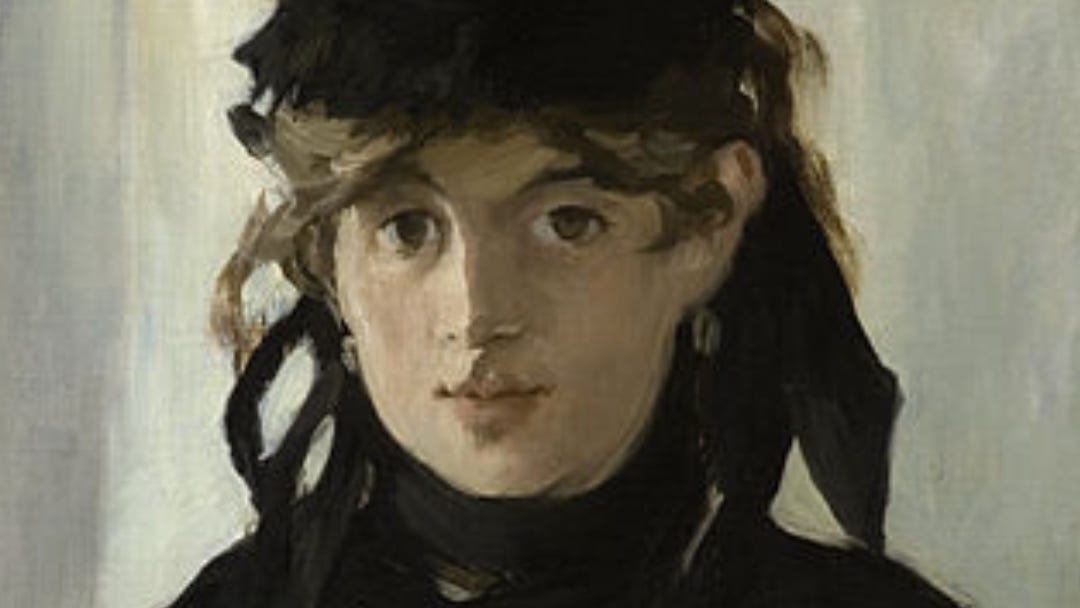 zoomed in on Manet's famous painting: showing her captivating eyes (made black instead of her green eyes...)