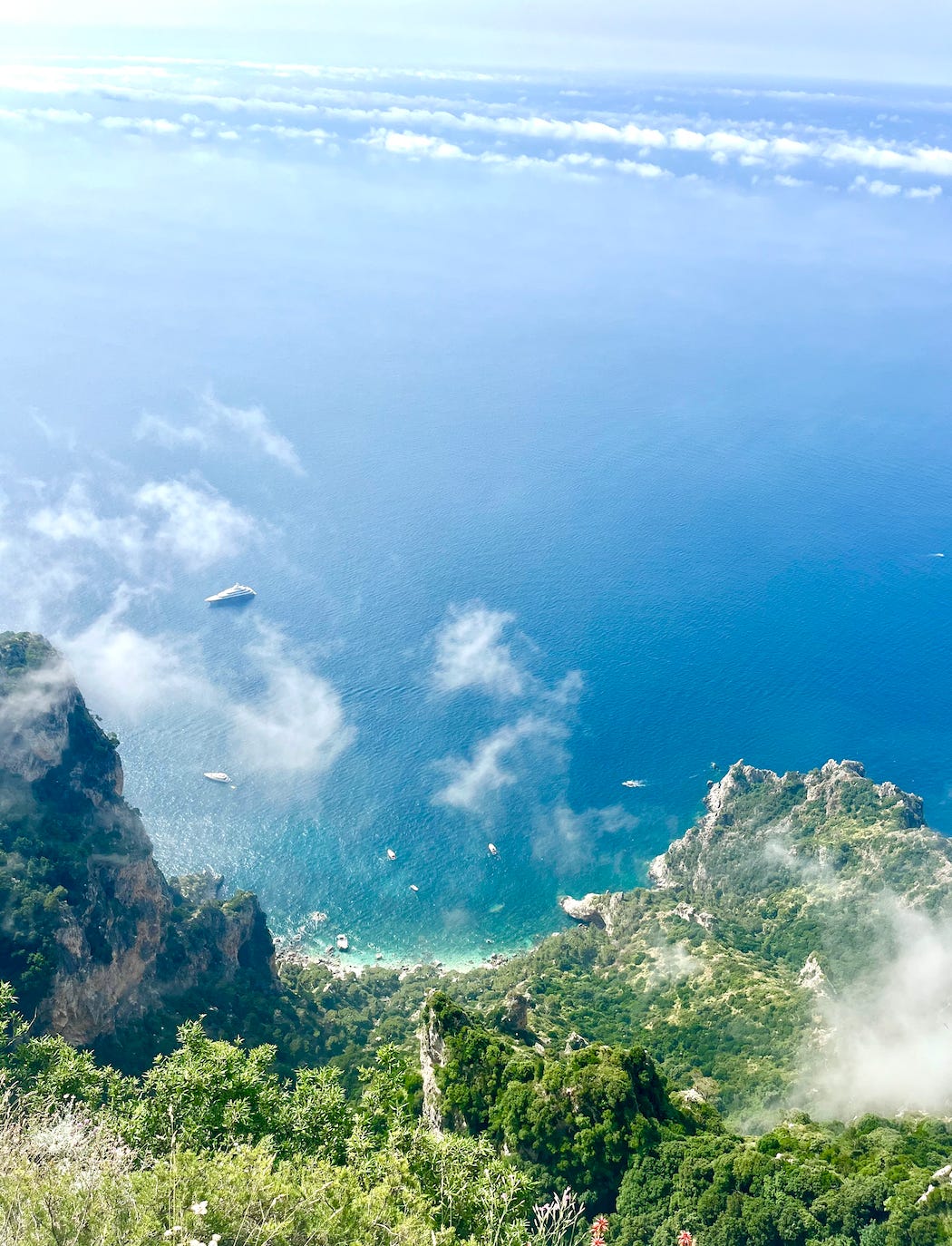 a view of ocean from top of mountain in Anacapri, Italy