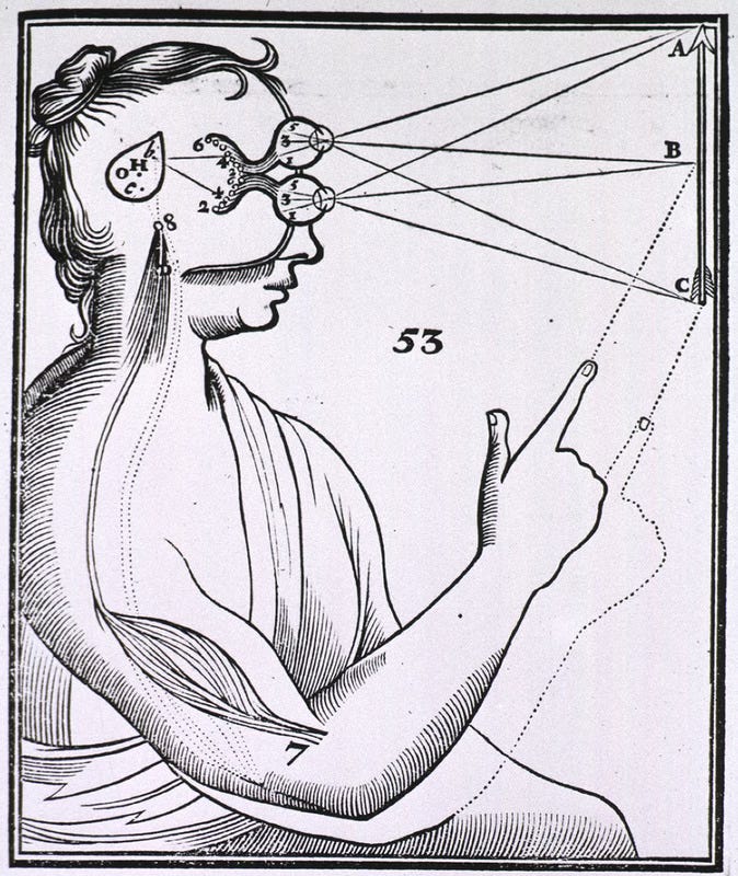Theory of Vision, Rene Descartes DE HOMINE (Treatise on Man) 1677