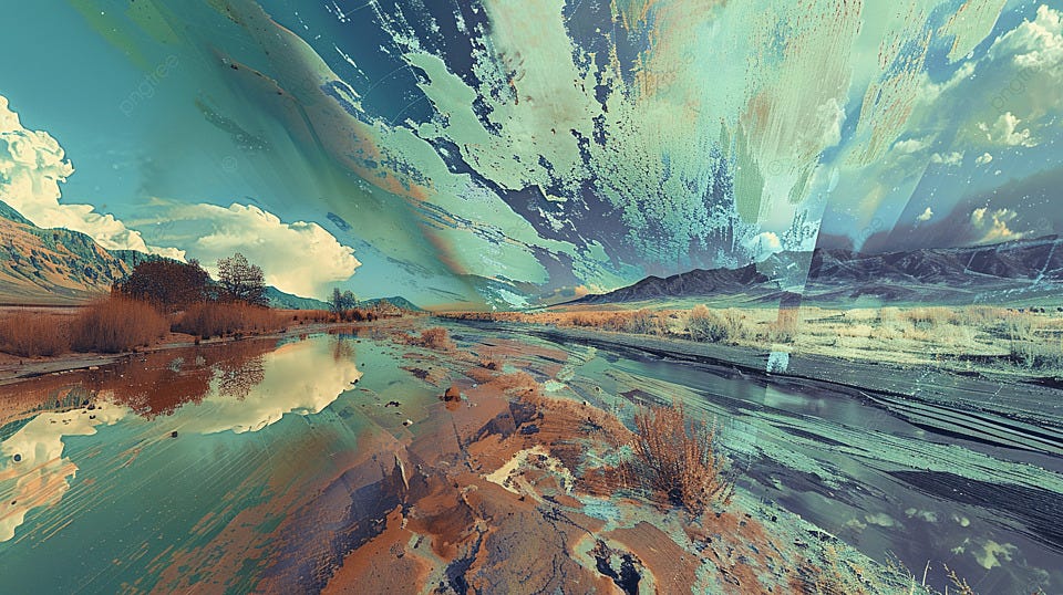 Ai Generated An Otherworldly Landscape Is Revealed Through Distorted Images  Background, Landscape, Fantasy, Dreamlike Background Image And Wallpaper  for Free Download