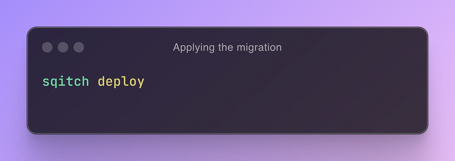 Applying the migration