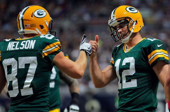 Jordy Nelson and Aaron Rodgers nfl week 16 winners