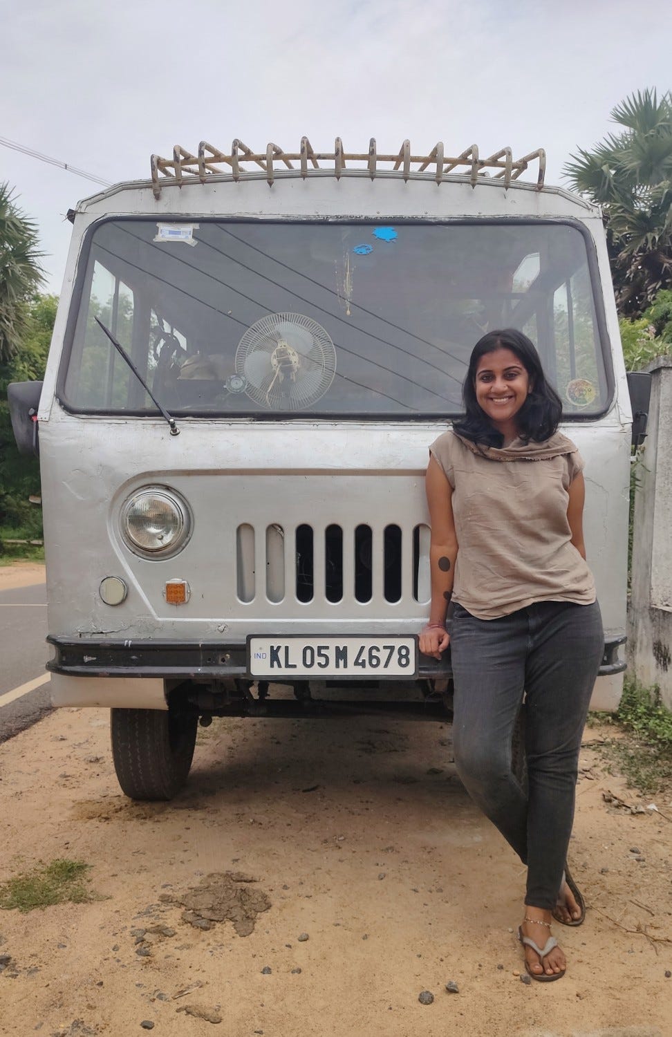 Before setting out on a cross-state road trip from Auroville. Tamil Nadu to Wayanad, Kerala (2020).