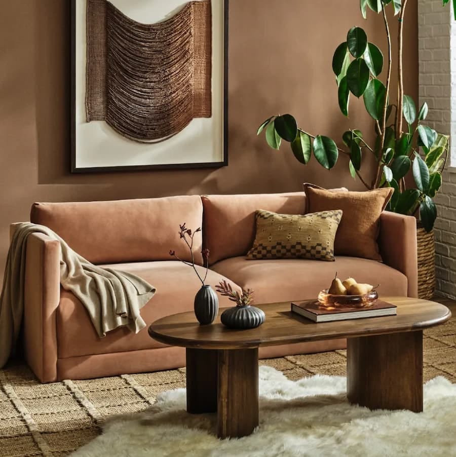 two seater sofa in mocha mousse