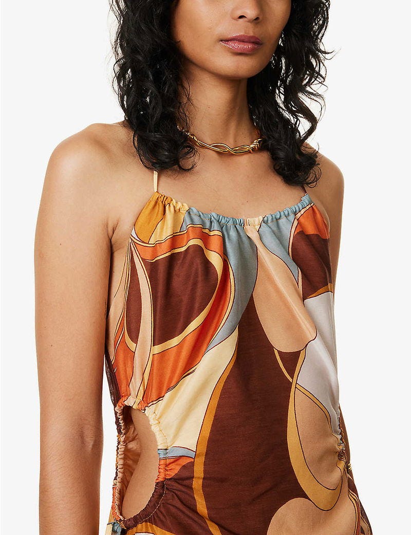 SIR Vista Graphic-Print Cotton And Silk-Blend Midi Dress in Vista Print |  endource