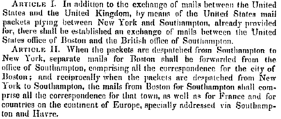 text from 1862 amendments to the US-UK postal convention