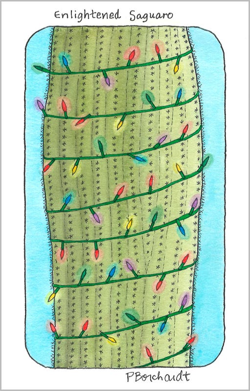 Enlightened Saguaro (pen & watercolor)