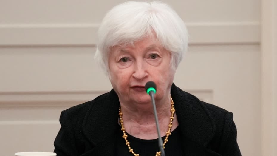 Janet Yellen, United States Secretary of Treasury, participates in global infrastructure and investment forum in New York, Thursday, Sept. 21, 2023. Seth Wenig/Pool via REUTERS