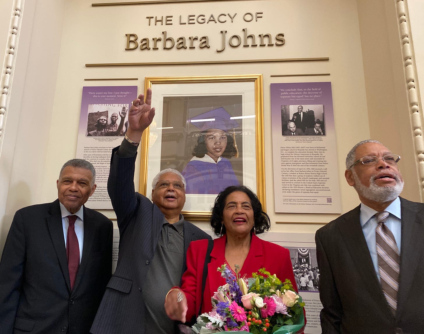 Attorney Derrick Humphries, Barbara Johns’ siblings Ernest Johns, Joan Johns Cobbs and Robert Johns