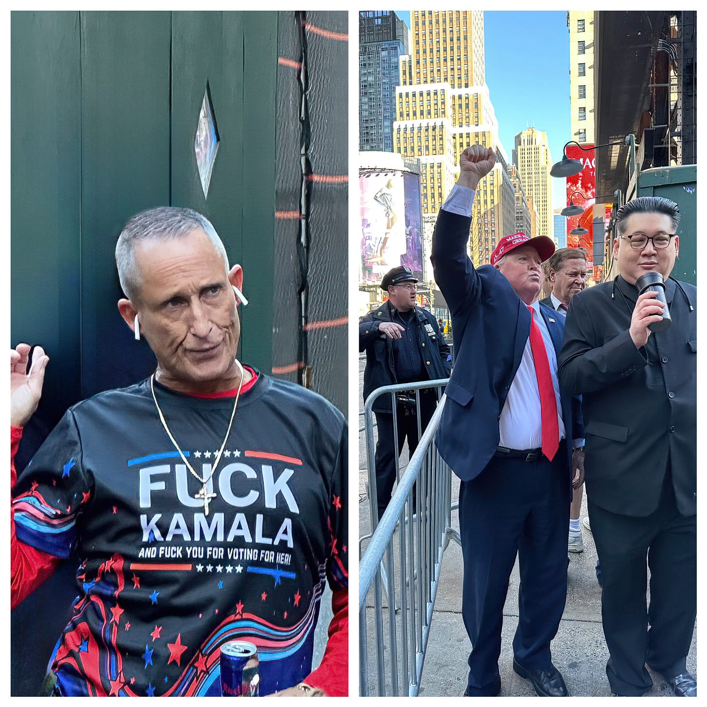 Men at the barricades of the Madison Square Garden Trump rally.