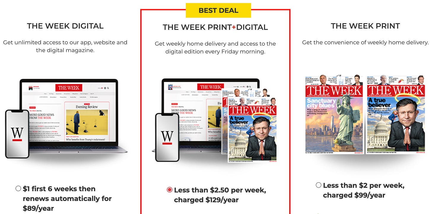 The Week subscription offers