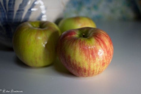 Stripes on this apple almost look like paint strokes. 