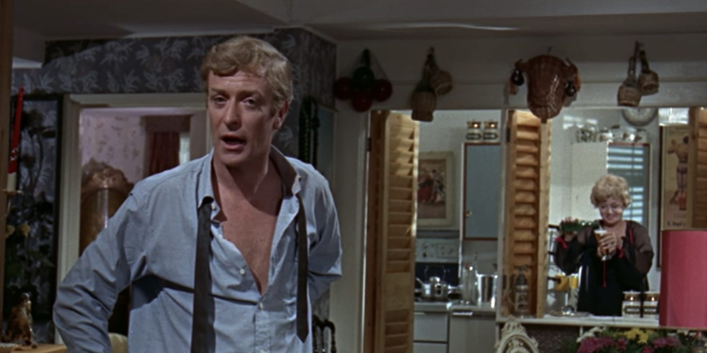 Michael Caine and Shelley Winters in Alfie 