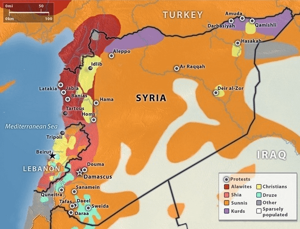 Map of Syrian religious affiliation [610x467] : r/MapPorn