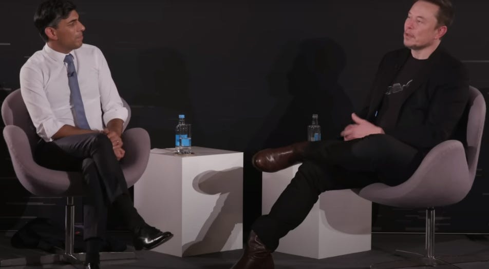 A still from the Sunak and Musk interview about AI