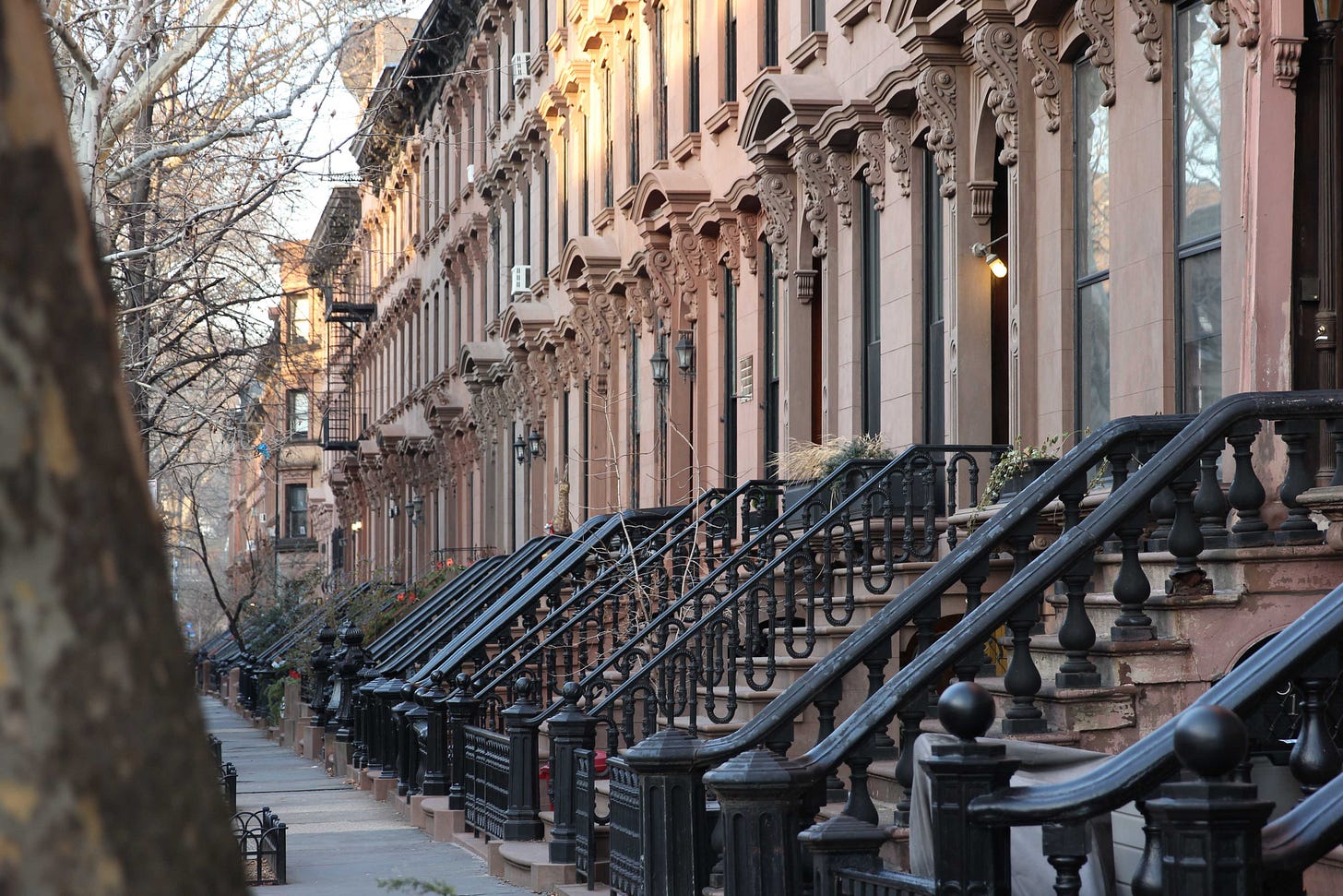 Block of rowhouses in New York City.