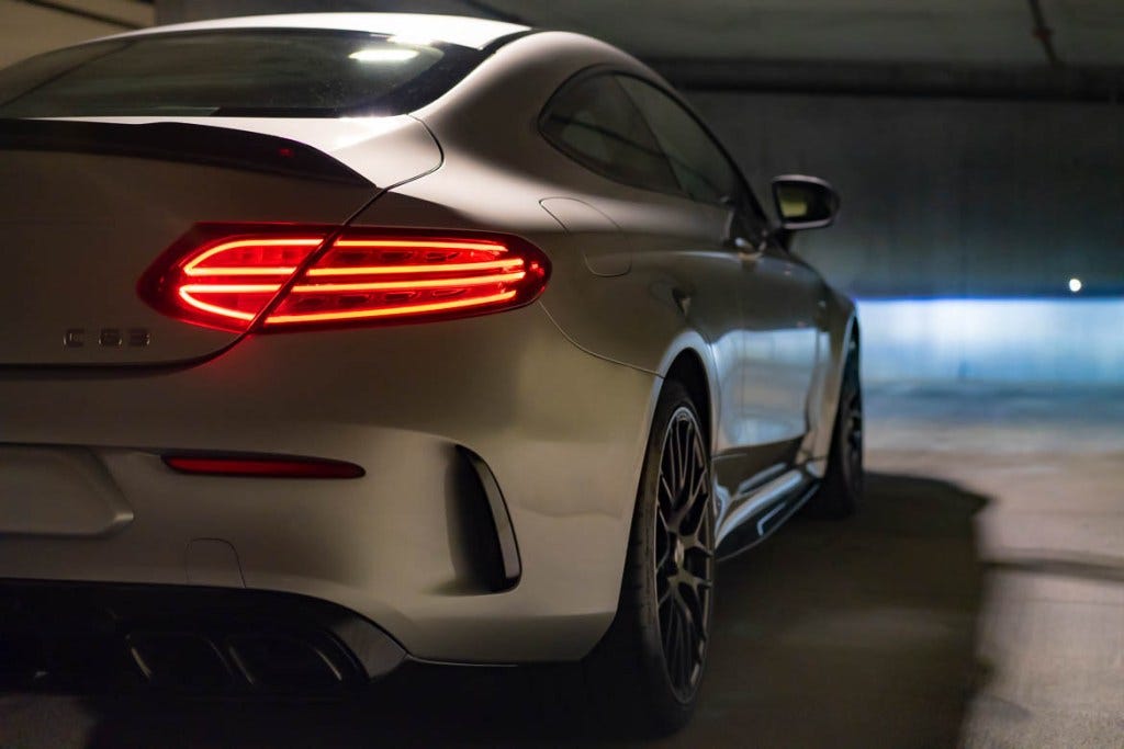 C63 AMG rear 3/4 view