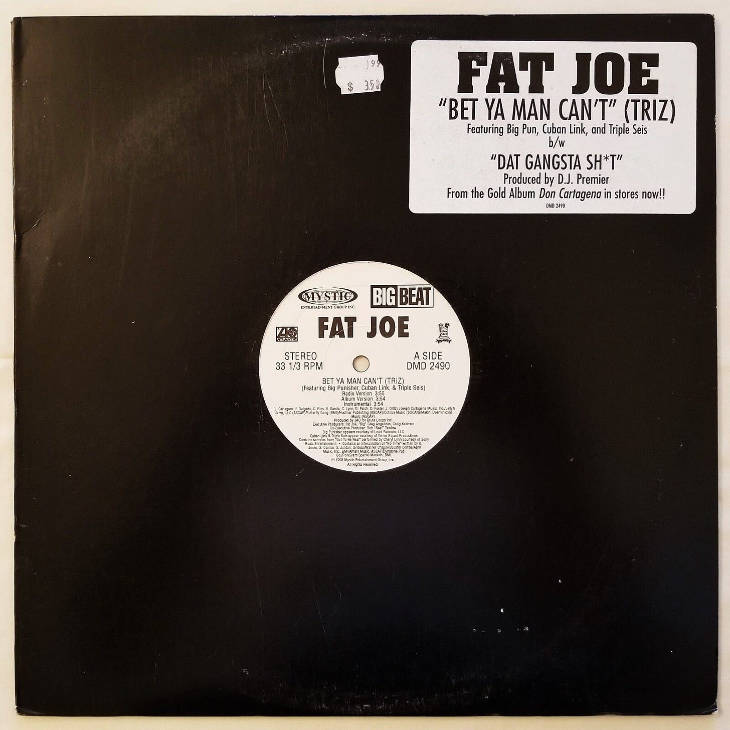 1998 - FAT JOE - BET YA MAN CAN'T (TRIZ) / DAT GANGSTA SH*T - PROMO - DJ  PREMIER | eBay