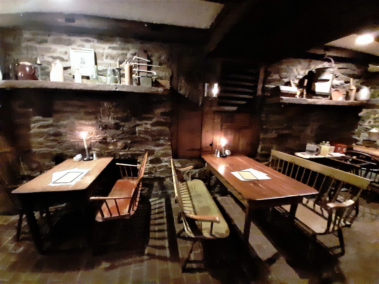 candlelit tables in the springhouse tavern.