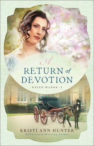 a return of devotion cover, a horse and buggy in front of haven manor