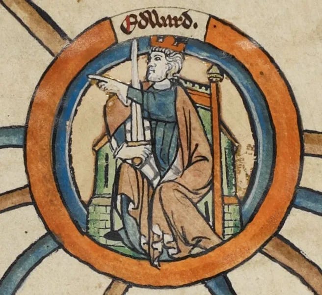Miniature of Edward the Elder in a 14th-century royal genealogical roll.