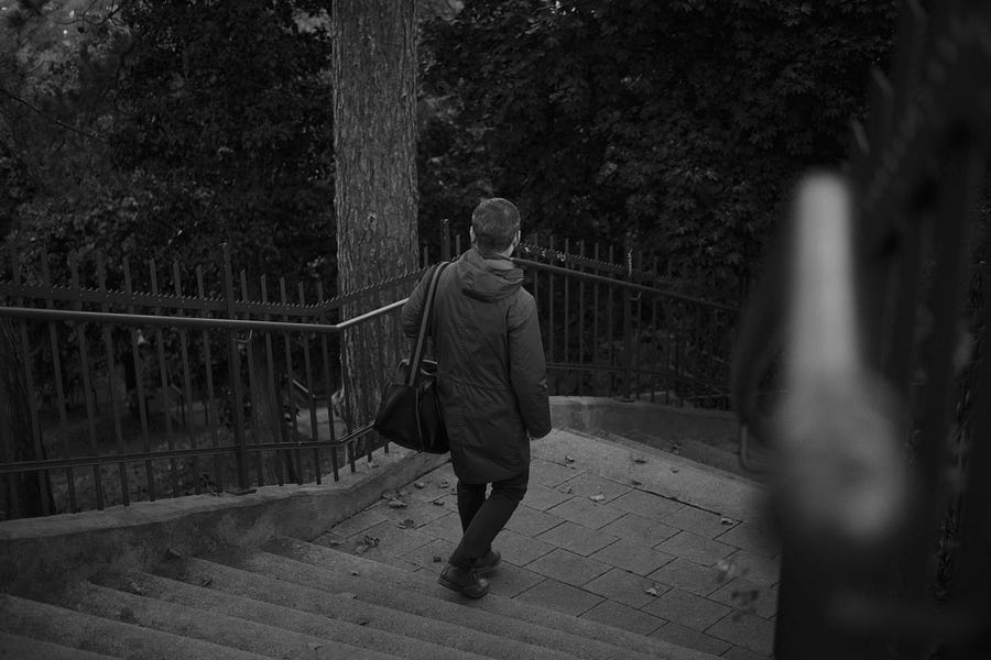 Person walking on stairs. Person walking on stairs.