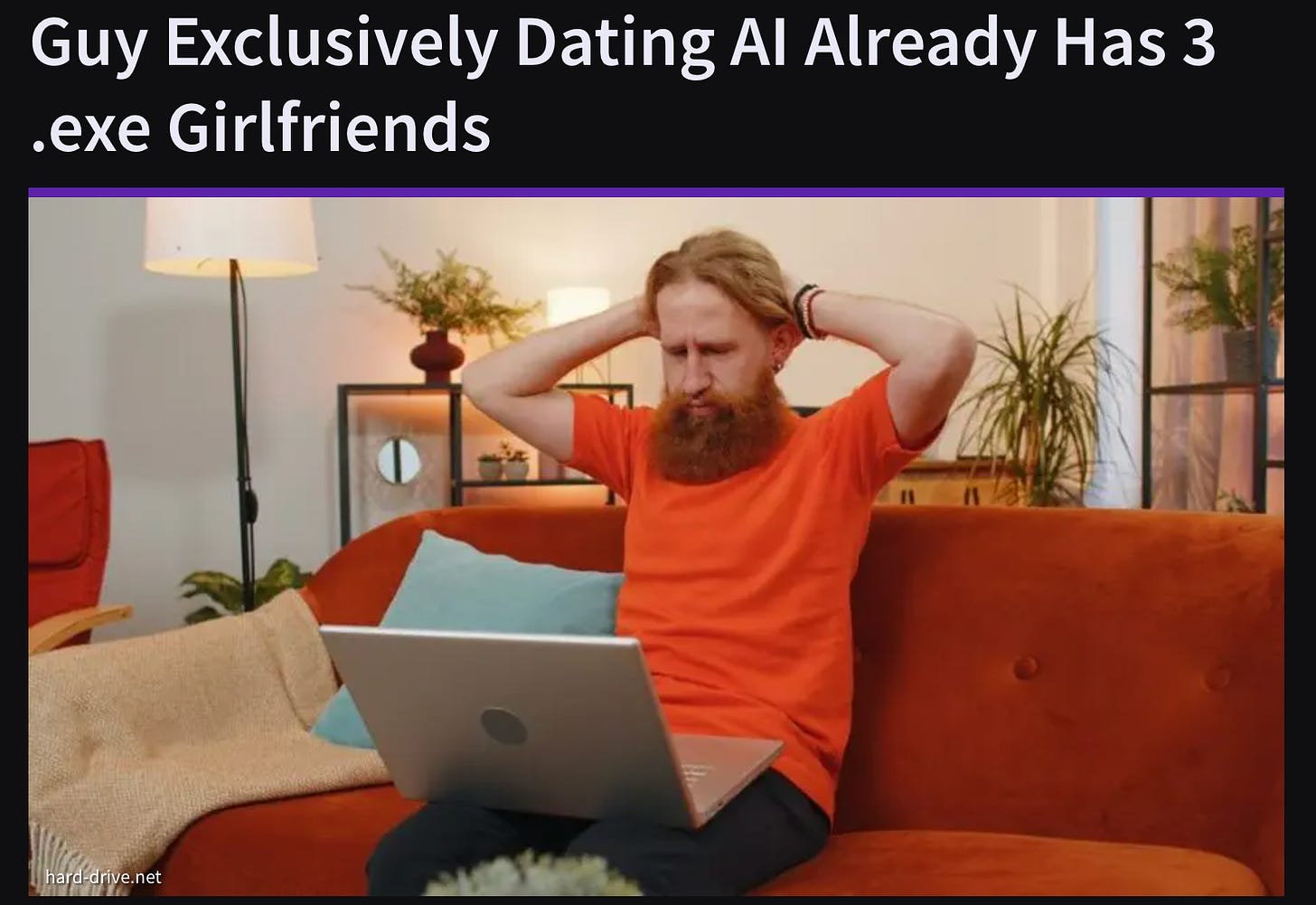 Headline and image of a guy in an orange shirt looking at his computer, overwhelmed.
