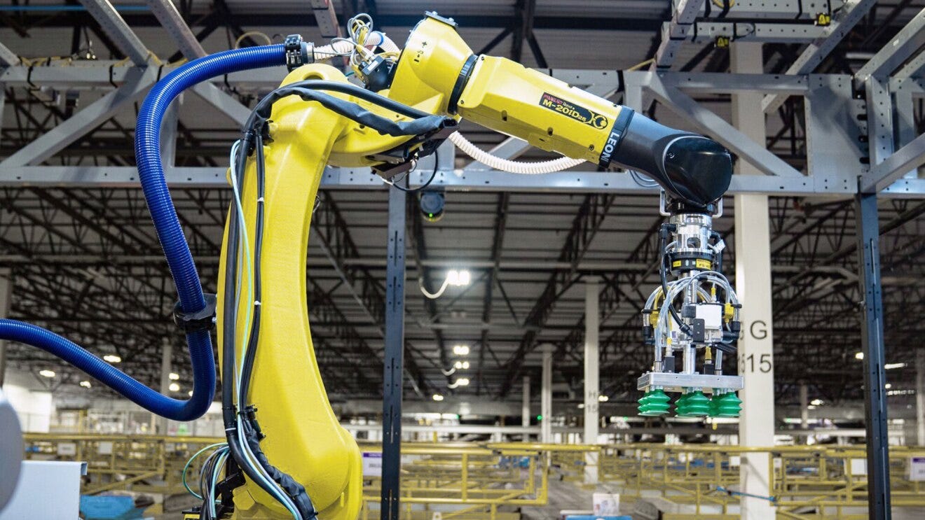 Amazon robotics in a fulfillment center.