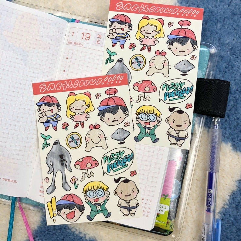 Just a Boy and His Space Friends Sticker Sheet FREE SHIPPING Weatherproof Paper Planner Stickers w0nkk0 image 3