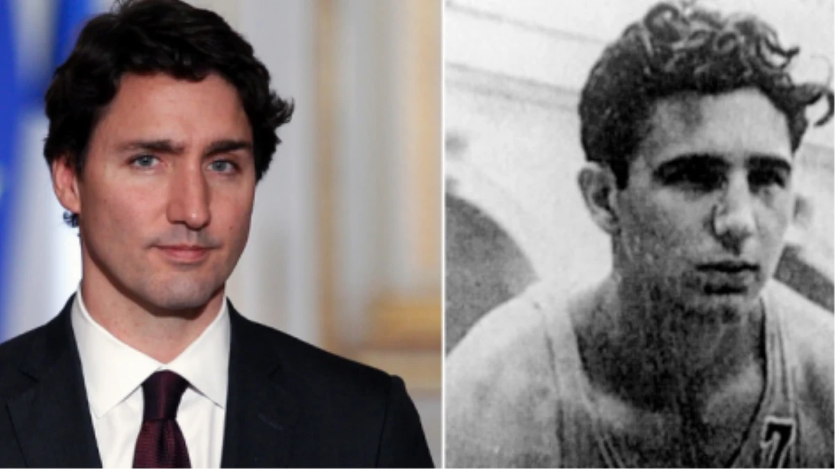 Photo of Justin Trudeau on the left, a young Fidel Castro on the right