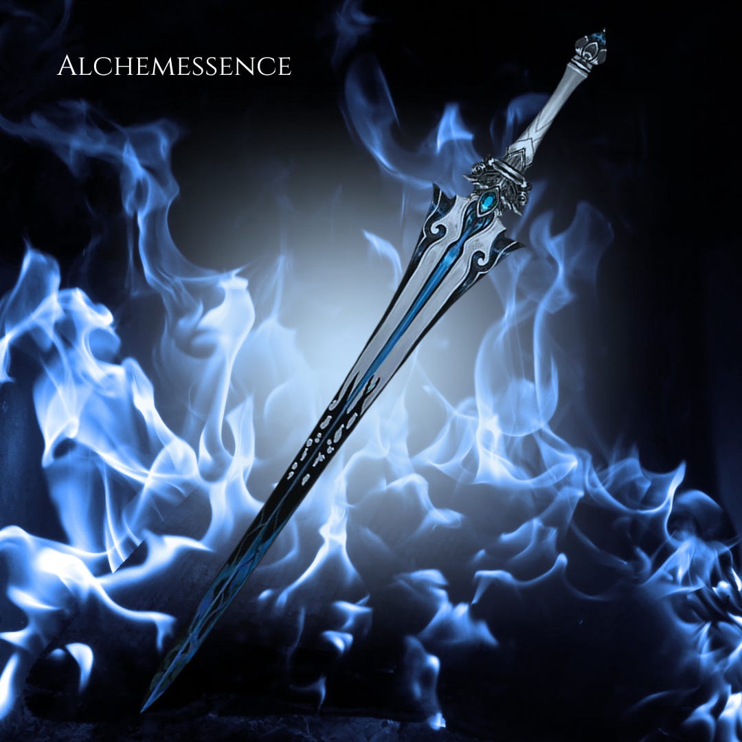 Michael's flaming blue sword