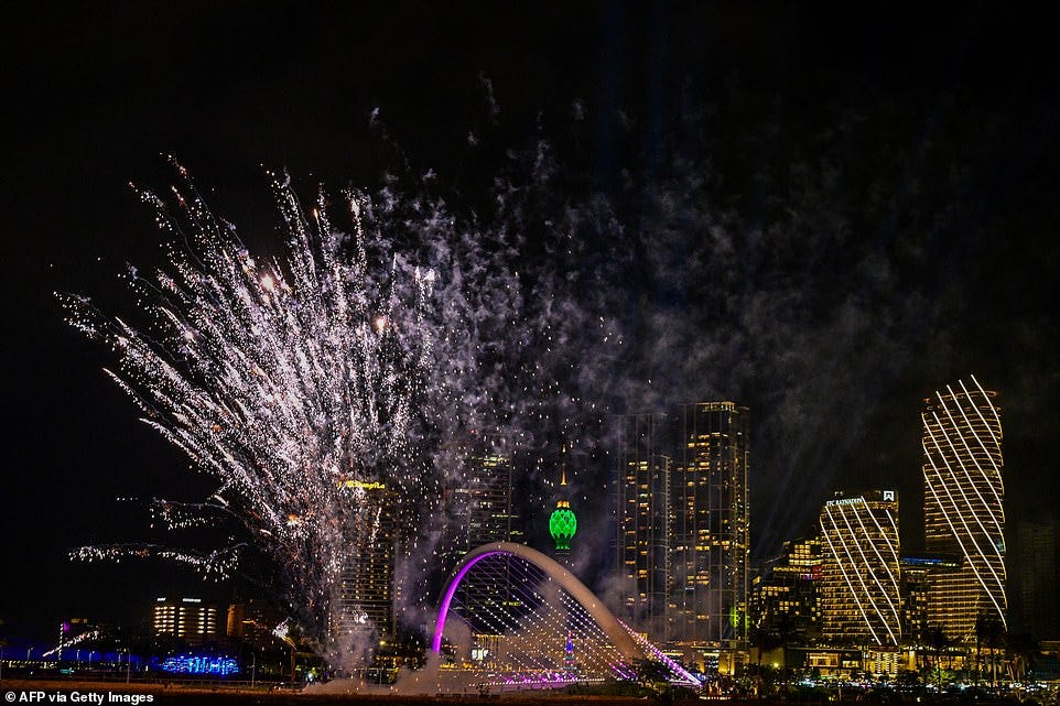COLOMBO: This photograph shows fireworks over the port during the New Year celebrations in Colombo, Sri Lanka, on December 31, 2024