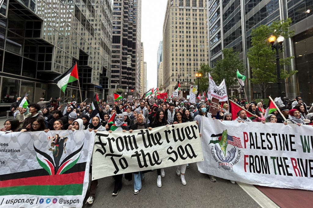 Pro-Palestinian protesters march in Chicago