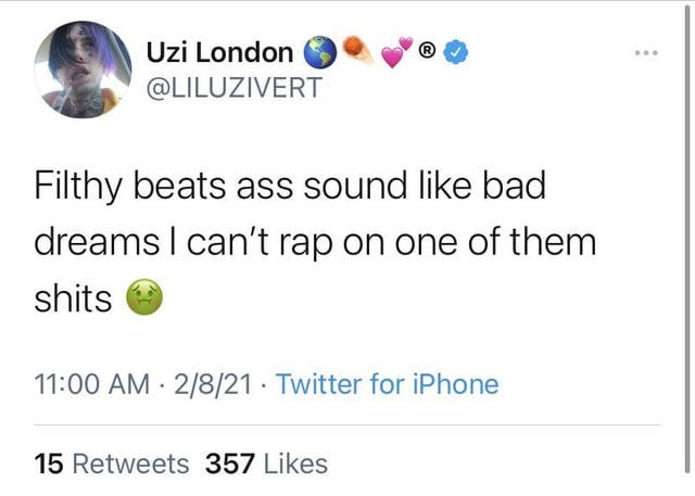 r/liluzivert - Uzi slandering F1lthy😭😭😭