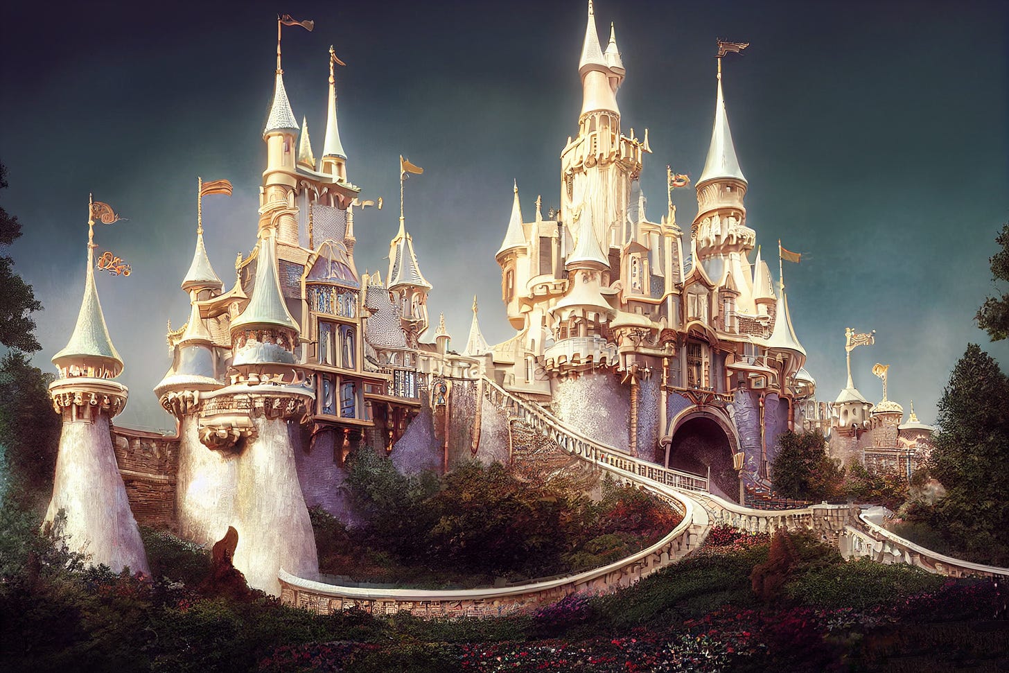 I had an AI image generator produce renderings of a potential Fantasyland/ Castle overhaul. : r/Disneyland