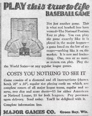 National Pastime Advertisement 1930