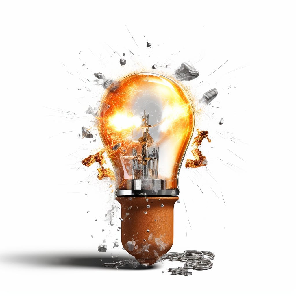 a padlock exploding out of a lightbulb, surreal art, white background, sketch