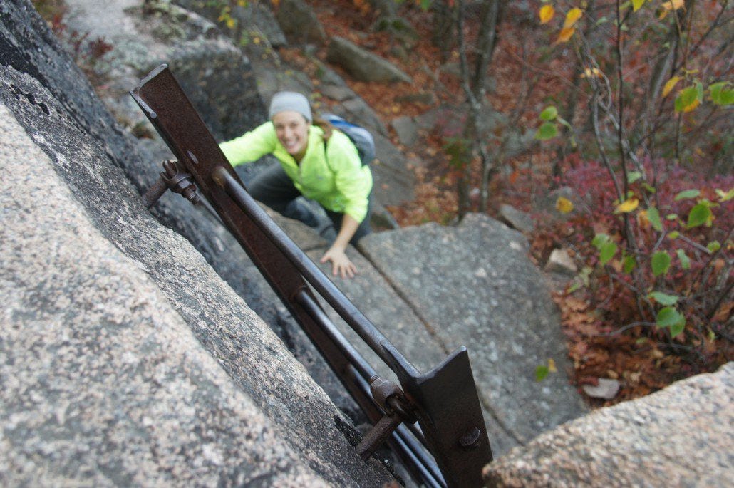 Acadia is so old that a few of the trails use "unsafe" (pffft) iron rungs and ladders from over a century ago rather than rerouting hikers along a boring route. So. Fun.