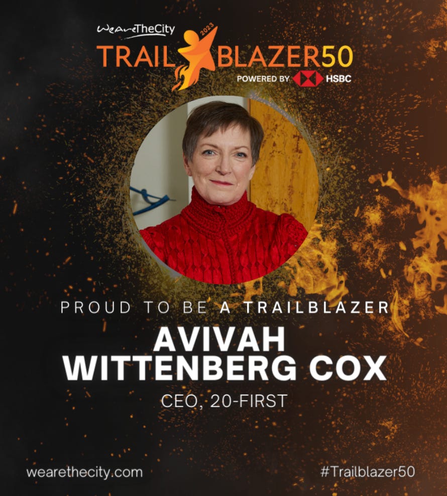 Avivah Wittenberg-Cox trailblazer 50 We Are the City gender equality, gender diversity expert
