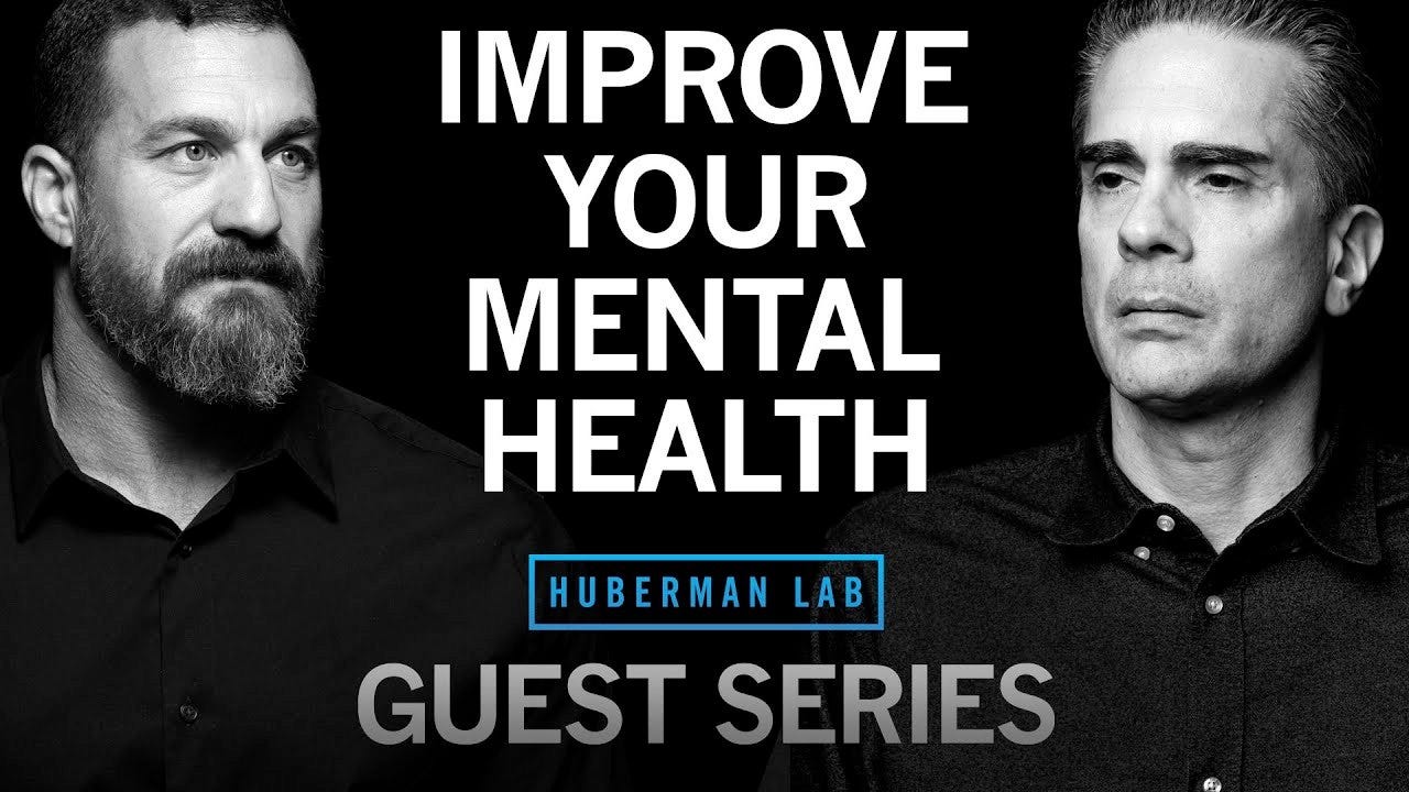 May be an image of text that says "IMPROVE YOUR MENTAL HEALTH HUBERMAN LAB GUESTSERIES GUEST SERIES"