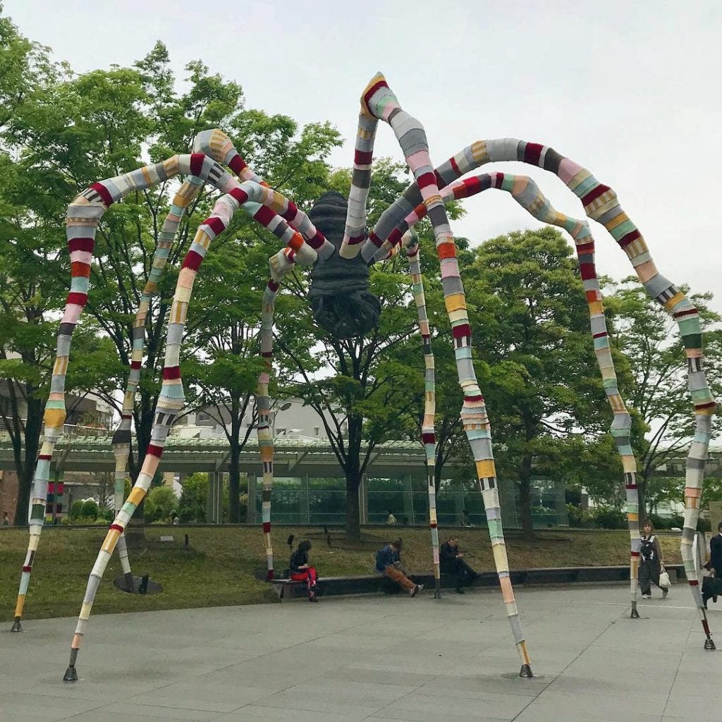 Louise Bourgeois’ Maman Sculpture Gets Yarn Bombed By Magda Sayeg ... Photo by Magda Sayeg