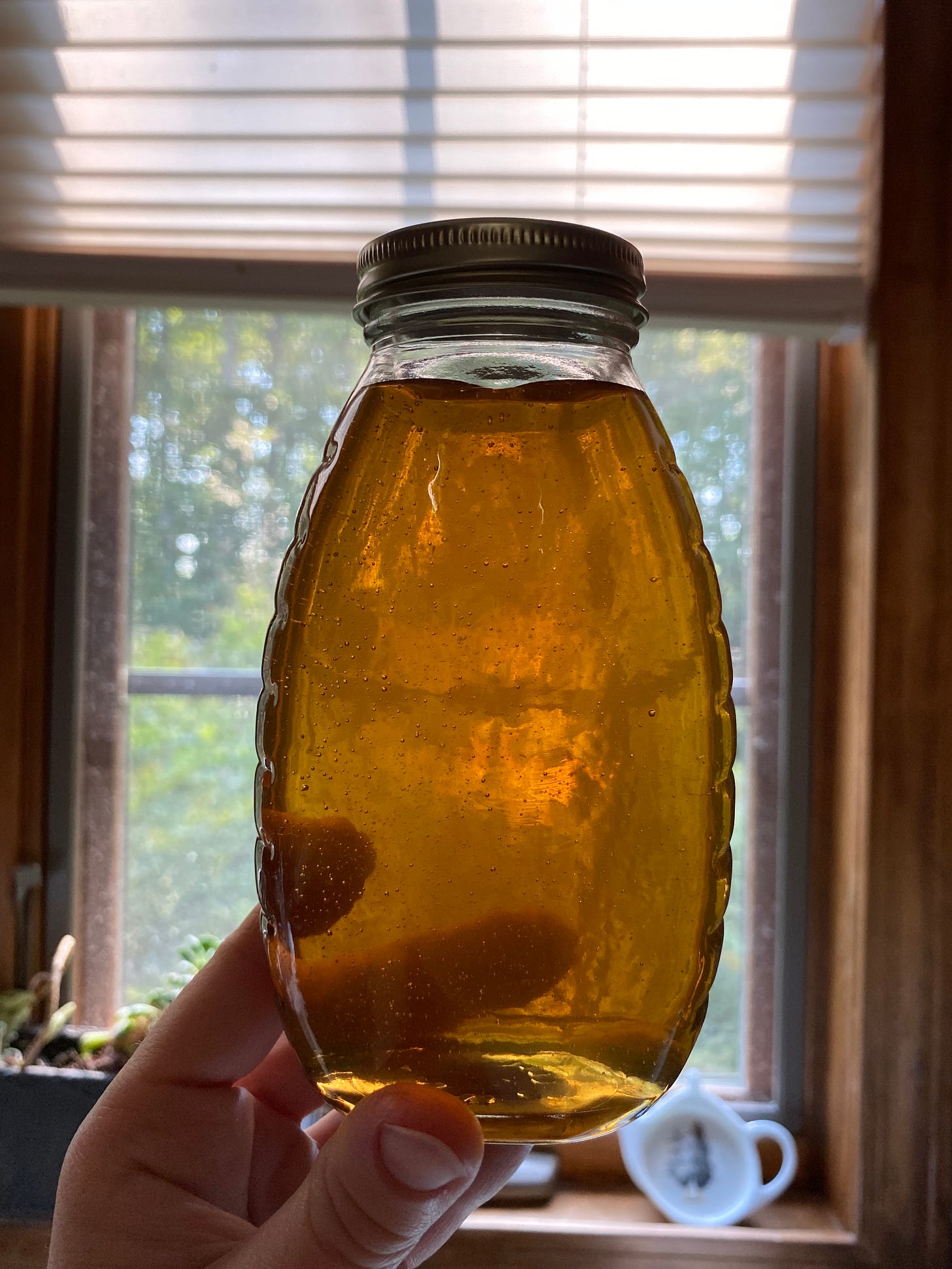 unlabeled bottle of honey