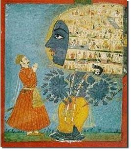 File:Vishvarupa Krishna shows Arjuna his cosmic form, in a medieval miniature painting.jpg