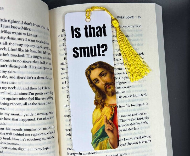 Is That Smut Funny Peeking Jesus Bookmark Romance Reader image 1