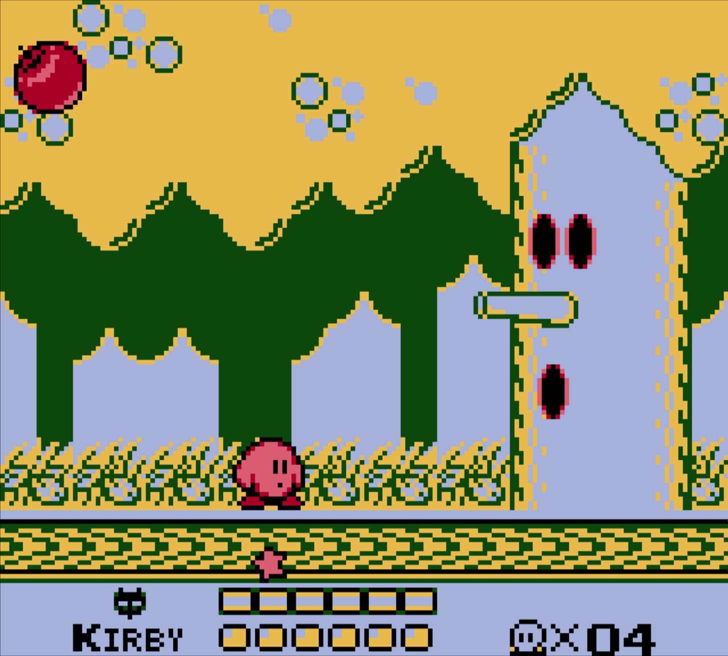 Ever the environmentalist, Kirby prepares to kill this tree.